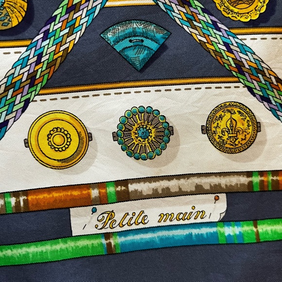 Hermès Multicolor Silk ‘Petit Main’.  By Caty Latham Scarf.  35” - Picture 10 of 16